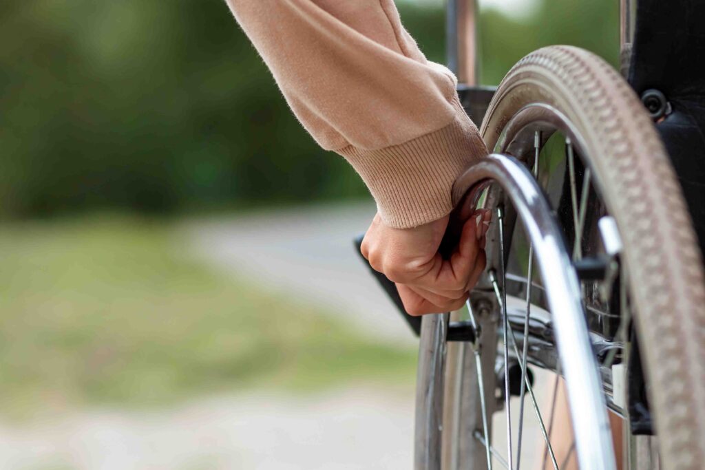 Person on a wheelchair.