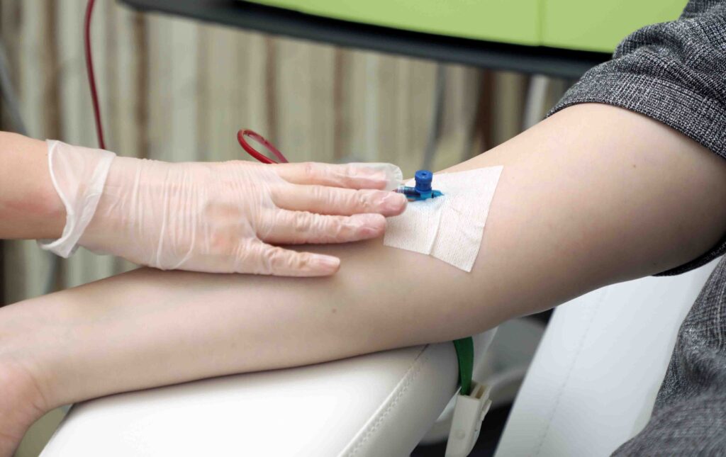 Patient getting ozone therapy treatment.