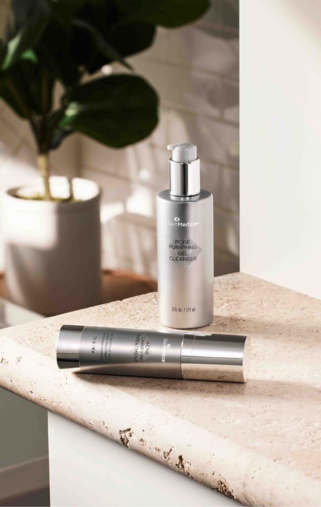 Skin Medica bottle on table.